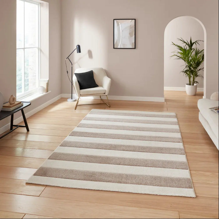 Linear Dynamic Rugs Catherine Lansfield Cove Stripe Modern Linear Rug Beige Rug ...