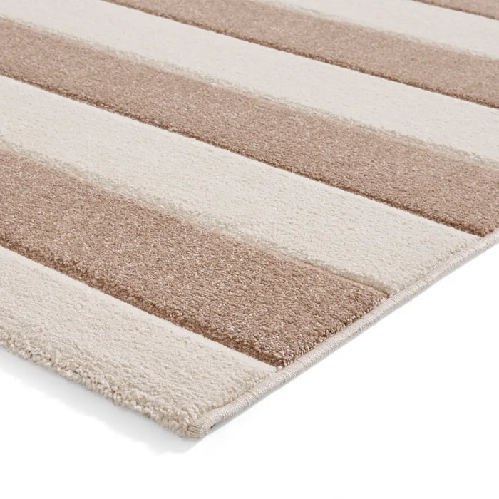 Catherine Lansfield Cove Stripe Modern Linear Rug Beige Rug ...