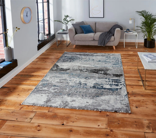 Think Rugs craft 19788 grey navy Blue, Grey Living Room Geometric Rug.