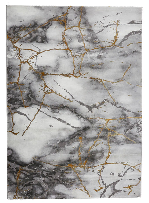 Think Rugs craft 23270 ivory gold Yellow, Ivory Living Room Geometric Rug.