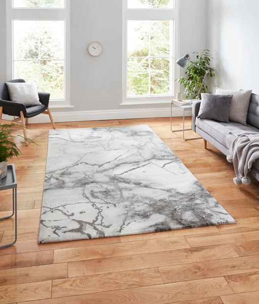 Think Rugs craft 23270 ivory silver Grey, Ivory Living Room Geometric Rug.