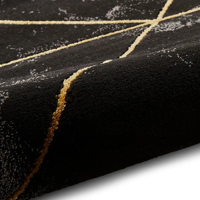 Think Rugs craft 23299 black gold Yellow, Black Living Room Geometric Rug.