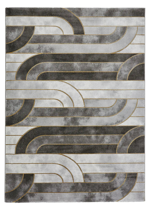 Think Rugs craft 23430 grey gold Grey, Yellow, Multicoloured Living Room Geometric Rug.