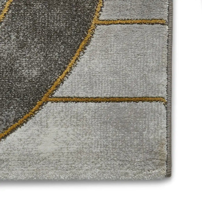 Think Rugs craft 23430 grey gold Grey, Yellow, Multicoloured Living Room Geometric Rug.