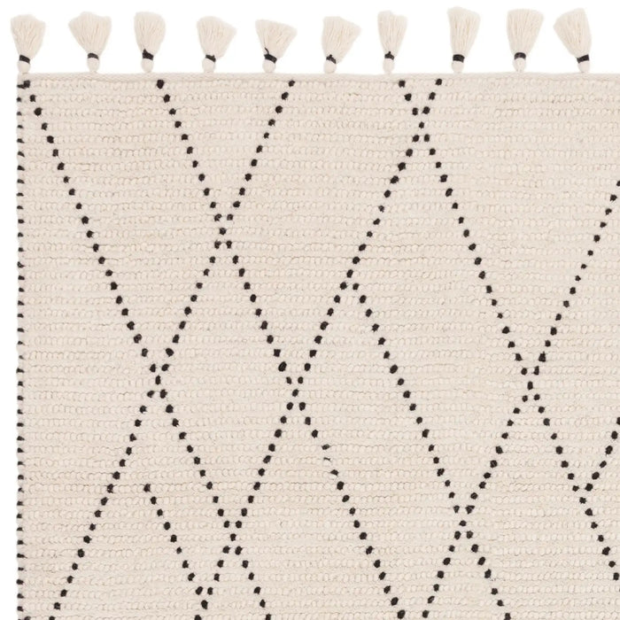Asiatic nepal cream black linear Black, Cream Living Room Moroccan Rug.