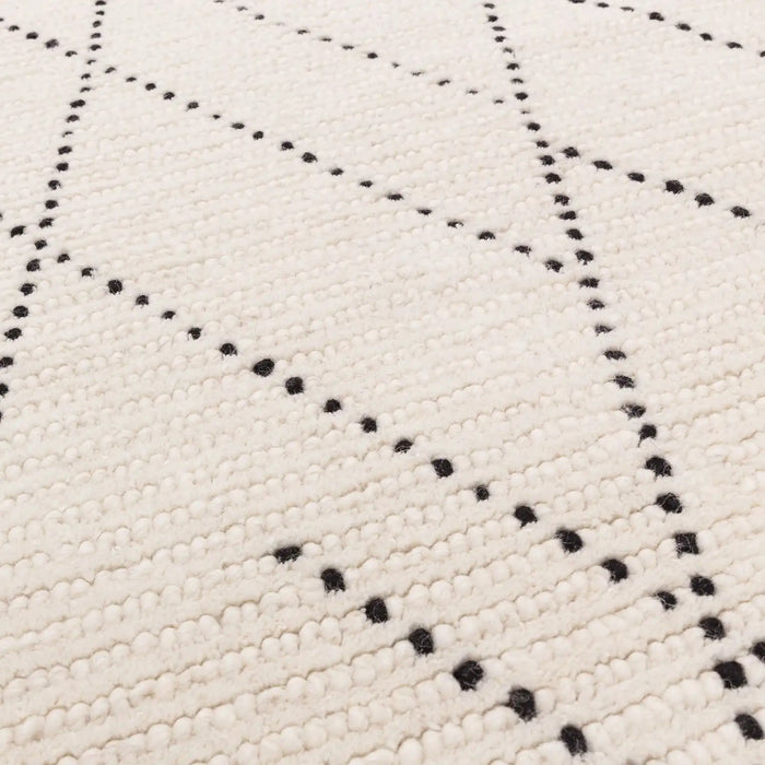 Asiatic nepal cream black linear Black, Cream Living Room Moroccan Rug.