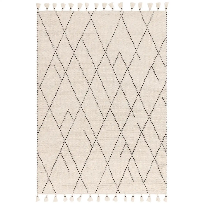 Asiatic nepal cream black linear Black, Cream Living Room Moroccan Rug.
