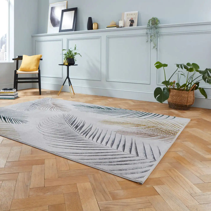 Think Rugs creation 50051 grey multi Grey, Multicoloured Living Room Floral Rug.