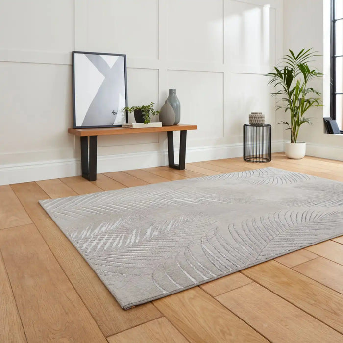 Think Rugs creation 50051 grey silver Grey Living Room Floral Rug.