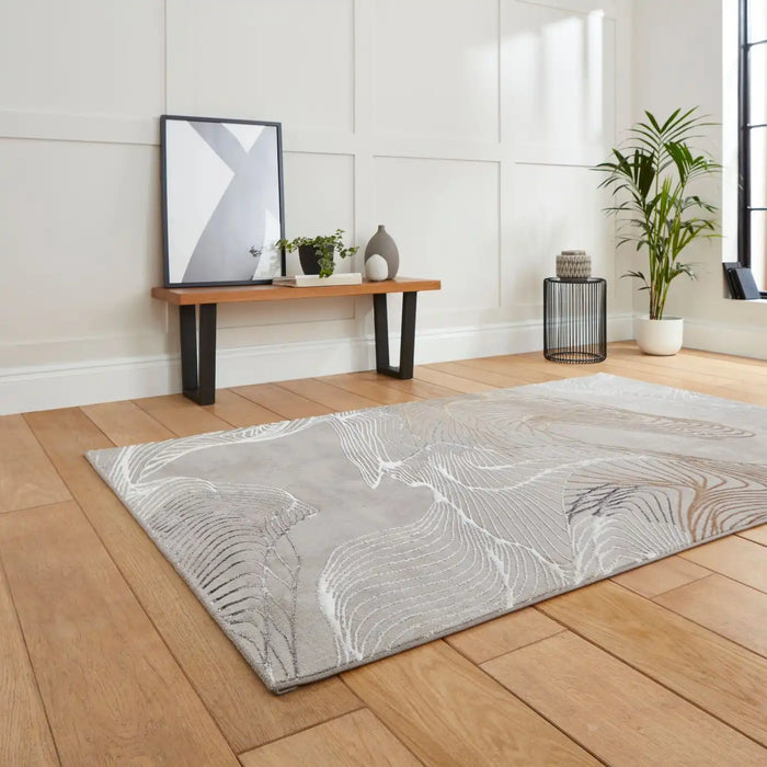 Think Rugs creation 50054 grey ivory Grey Living Room Floral Rug.