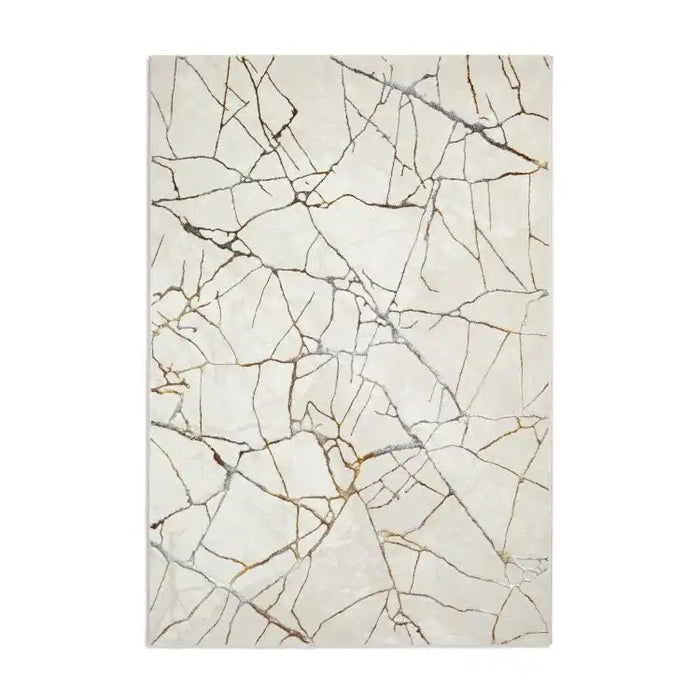 Think Rugs creation g2848 ivory gold Yellow, Ivory Living Room Floral Rug.