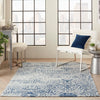 Nourison damask das06 ivory navy Blue, Ivory, Navy Living Room Flat Weave Rug.