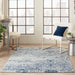 Nourison damask das06 ivory navy Blue, Ivory, Navy Living Room Flat Weave Rug.