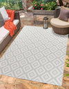 Serdim Rugs sky outdoor diamond silver Grey Living Room Floral Rug.
