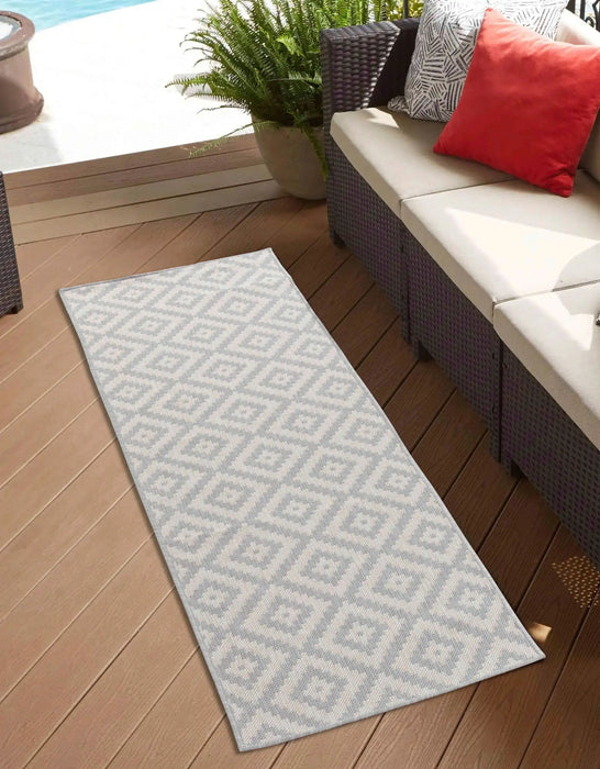 Serdim Rugs sky outdoor diamond silver Grey Living Room Floral Rug.