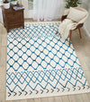 Nourison kamala ds500 white blue Blue, Ivory Living Room Geometric Rug.