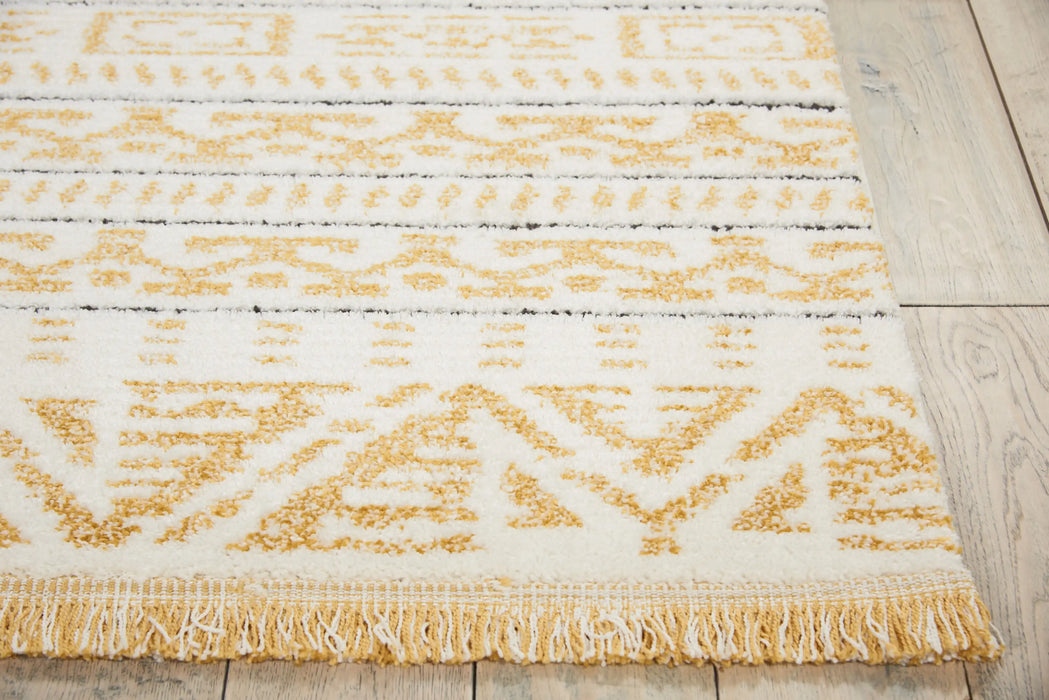 Nourison kamala ds503 yellow Yellow, Ivory Living Room Geometric Rug.