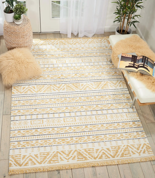 Nourison kamala ds503 yellow Yellow, Ivory Living Room Geometric Rug.