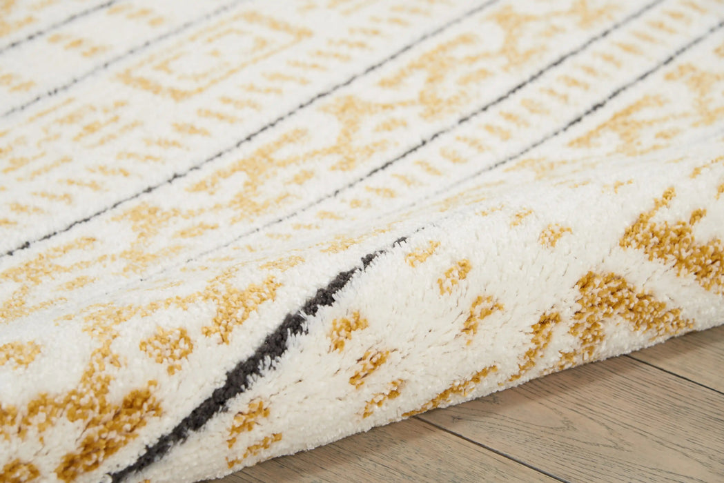 Nourison kamala ds503 yellow Yellow, Ivory Living Room Geometric Rug.