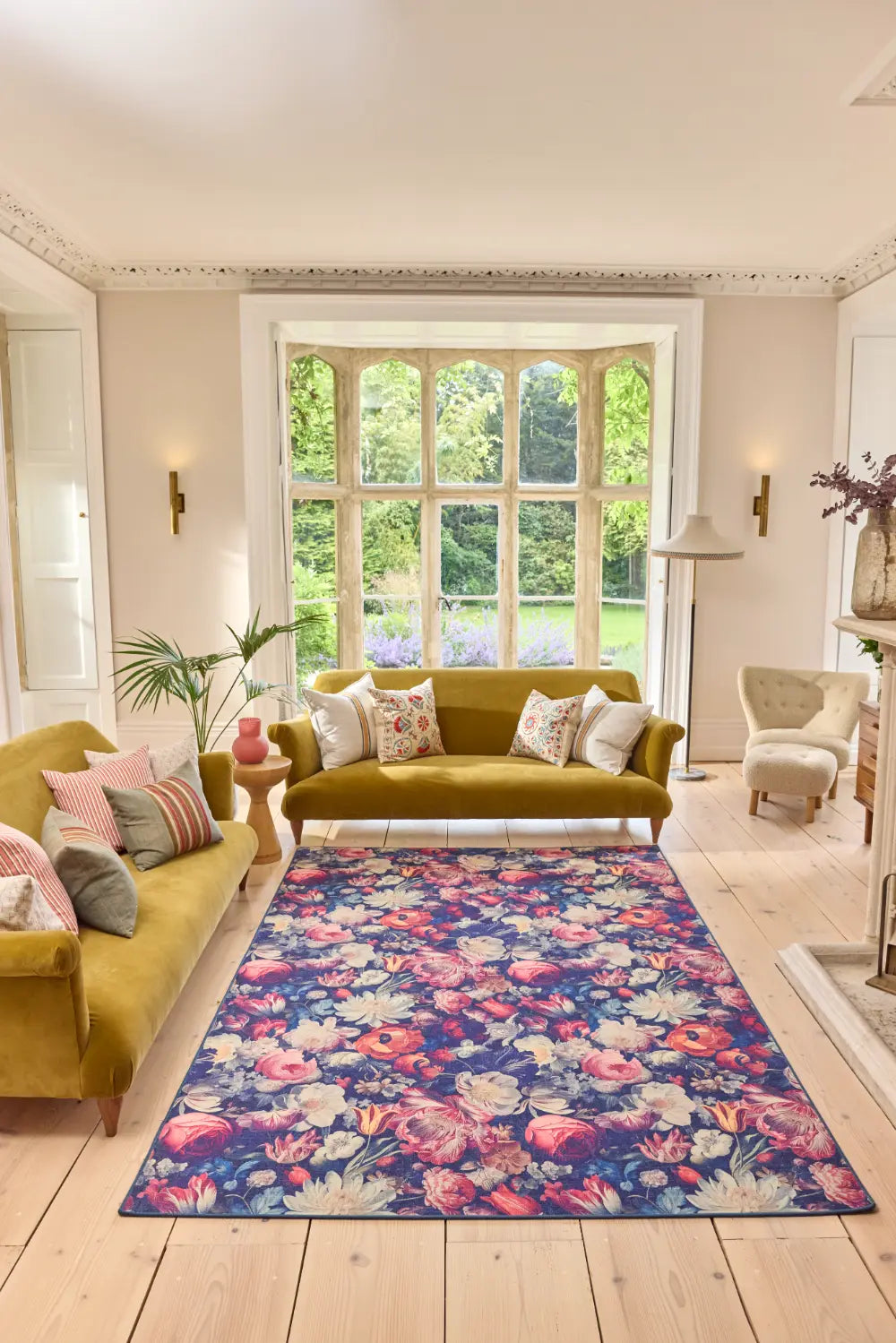 Hug Rug Eco-Washable Dark Florals 120x185 Multicoloured Rug ...