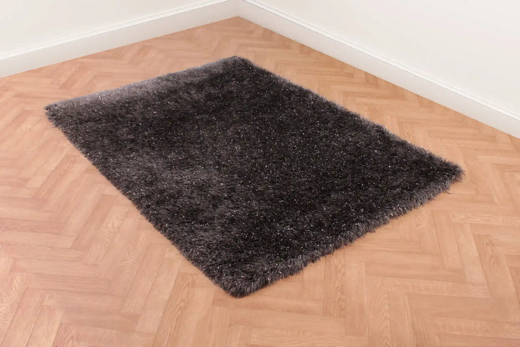 URCO dazzle urco charcoal Black Living Room Shaggy Rug.