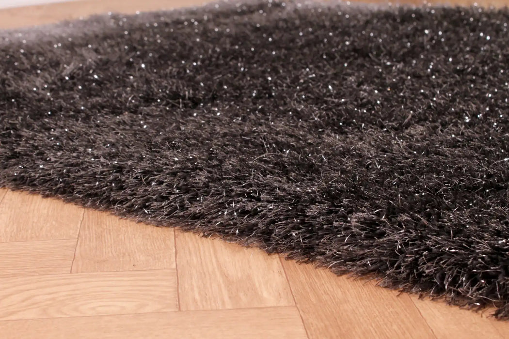 URCO dazzle urco charcoal Black Living Room Shaggy Rug.