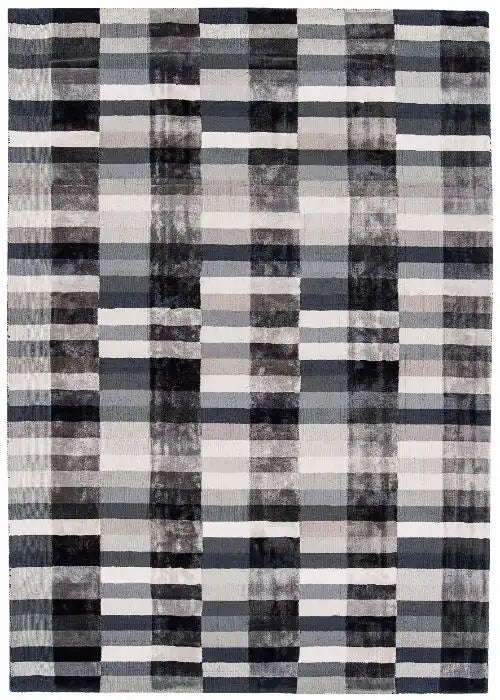 Asiatic deco graphite Grey Living Room Geometric Rug.
