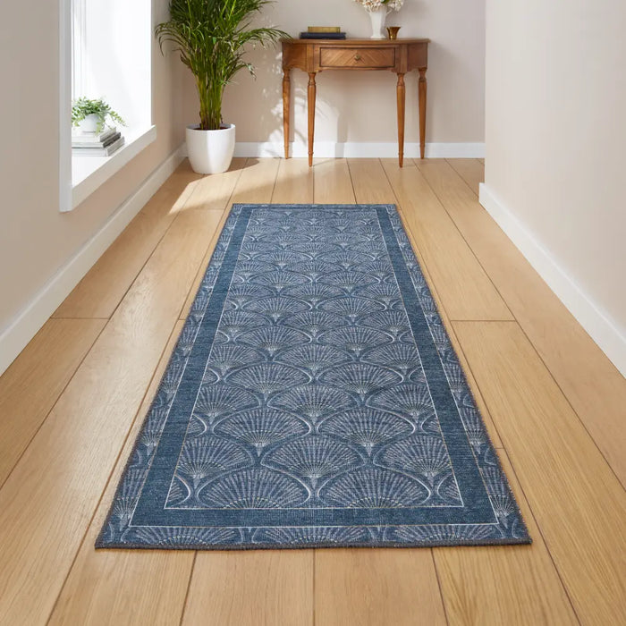 Catherine Lansfield Deco Peacock Washable Blue Rug