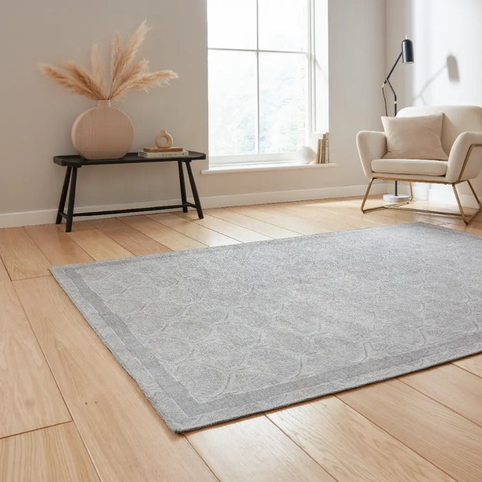Catherine Lansfield Deco Peacock Washable Silver Rug