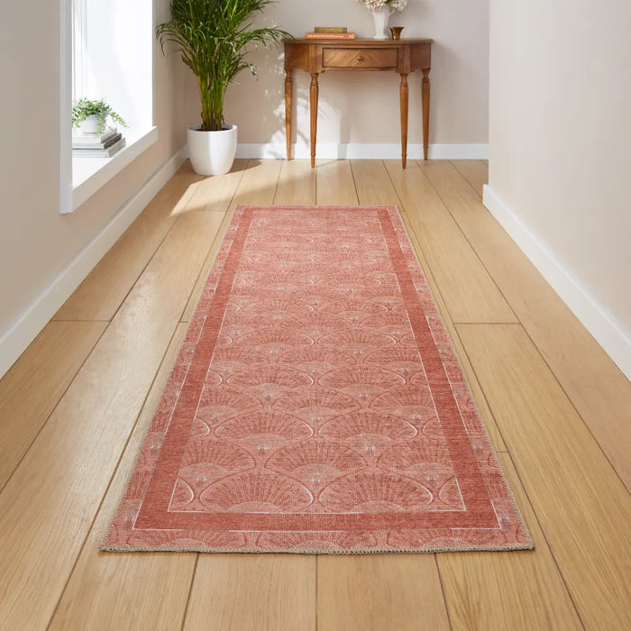 Catherine Lansfield Deco Peacock Washable Terracotta Rug