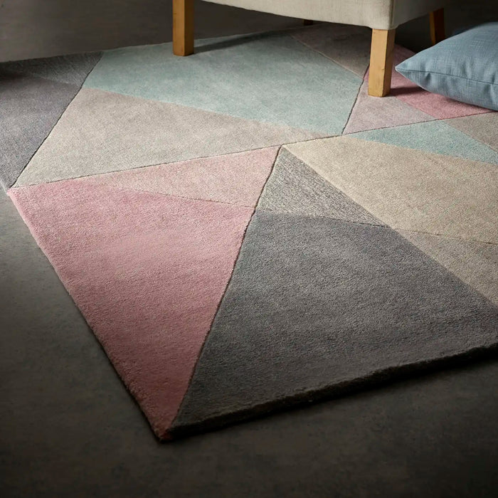 Origins design matters pink grey blue Blue, Grey, Pink Living Room Geometric Rug.