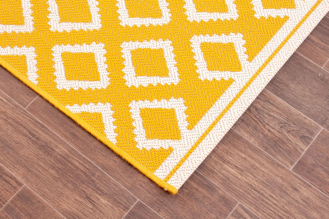 Rug Style terrace outdoor diamond gold Yellow Living Room Geometric Rug.