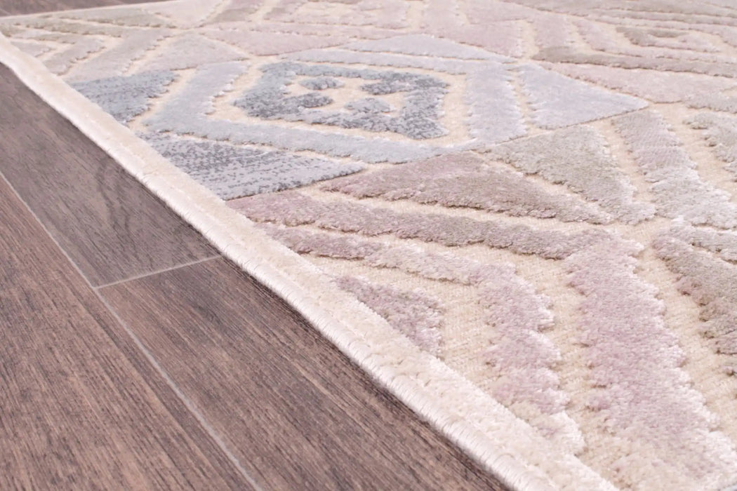 Prestige dimensions 496 rose Multicoloured, Pink Living Room Geometric Rug.