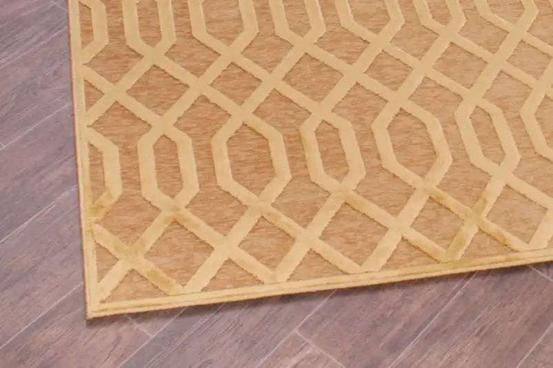 Prestige dimensions 625 gold Yellow Living Room Geometric Rug.