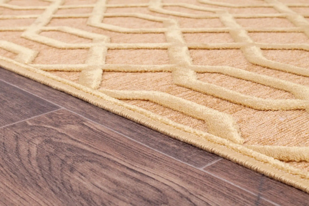 Prestige dimensions 625 gold Yellow Living Room Geometric Rug.