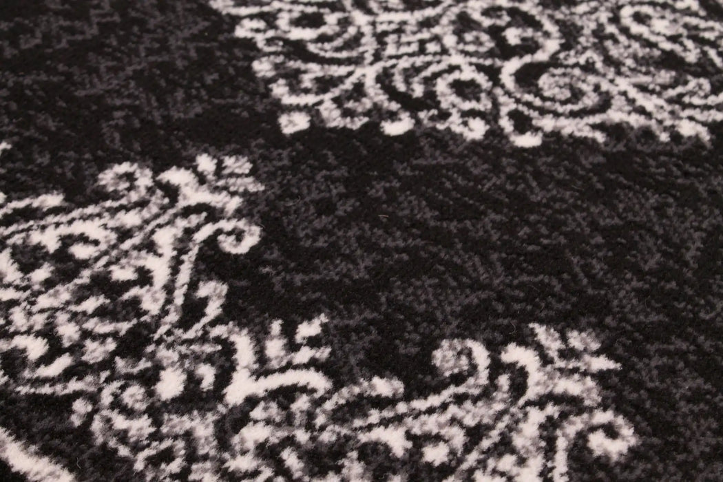 Rug Style traditional poly douglas black Black Living Room Moroccan Rug.