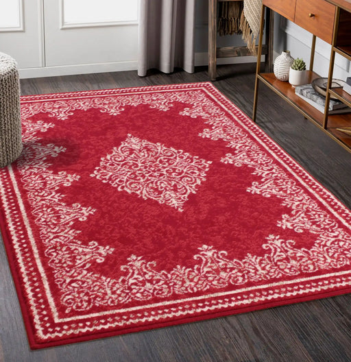 Rug Style traditional poly douglas red Red Living Room Moroccan Rug.
