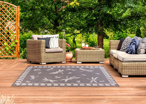 Rug Style terrace outdoor dragonfly grey Grey Living Room Geometric Rug.