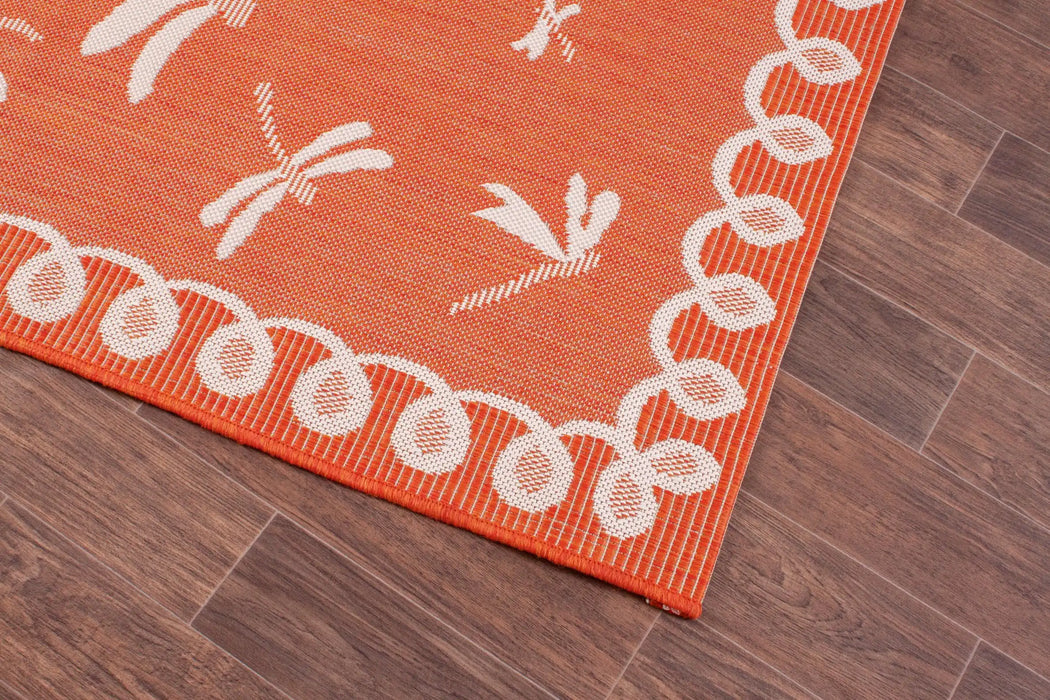 Rug Style terrace outdoor dragonfly terracotta Orange Living Room Geometric Rug.