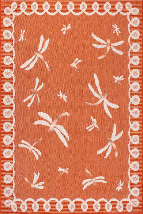 Rug Style terrace outdoor dragonfly terracotta Orange Living Room Geometric Rug.