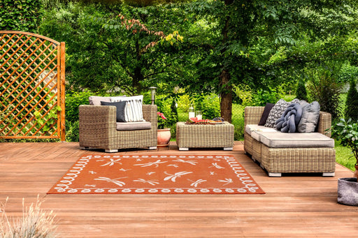 Rug Style terrace outdoor dragonfly terracotta Orange Living Room Geometric Rug.