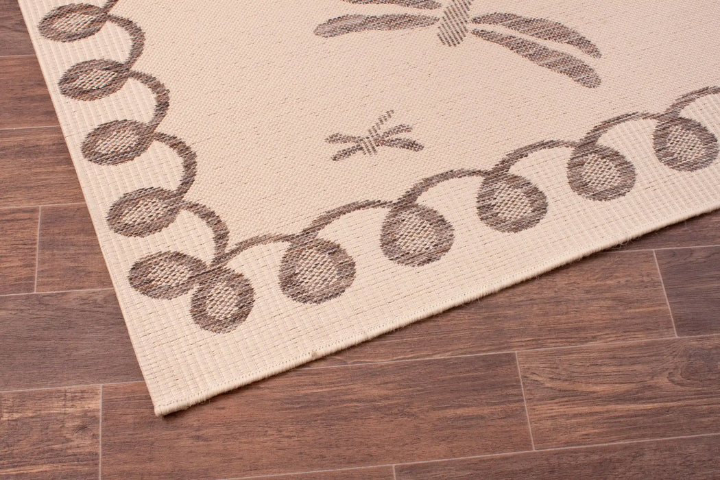 Rug Style terrace outdoor dragonfly natural Ivory Living Room Geometric Rug.