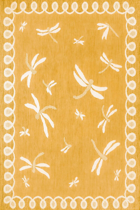Rug Style terrace outdoor dragonfly gold Yellow Living Room Geometric Rug.