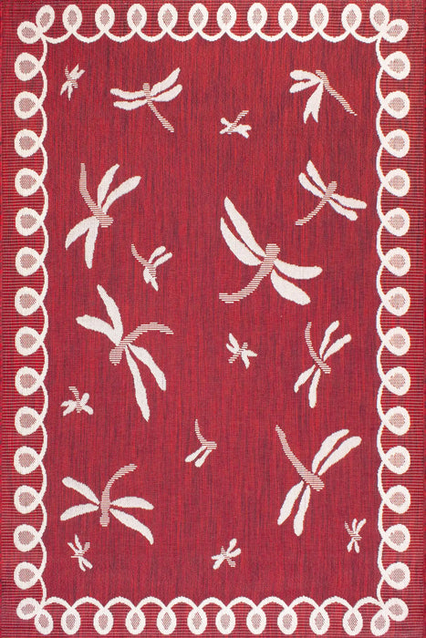 Rug Style terrace outdoor dragonfly bordeaux Red Living Room Geometric Rug.