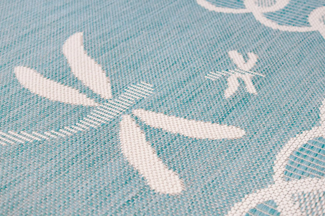 Rug Style terrace outdoor dragonfly teal Teal Living Room Geometric Rug.