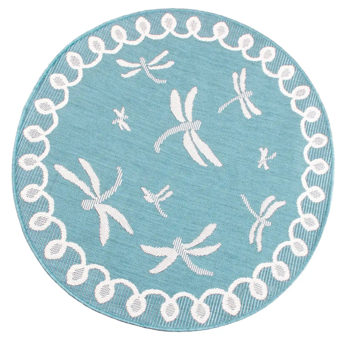 Rug Style terrace outdoor dragonfly teal Teal Living Room Geometric Rug.