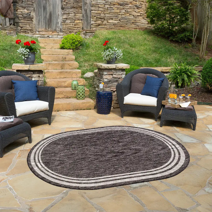 AKRITI In- & Outdoor Traditional Boho Dark Grey Rug