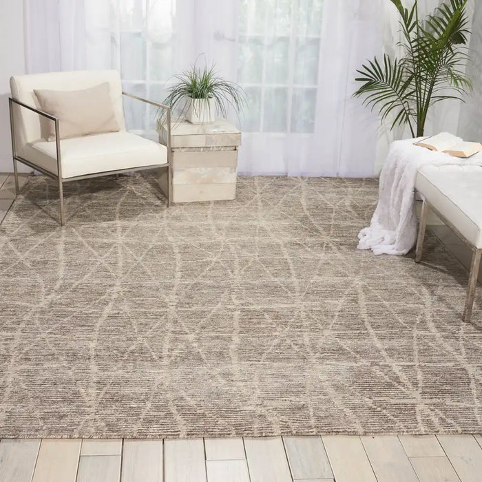 Nourison ellora ell02 sand Beige Living Room Geometric Rug.