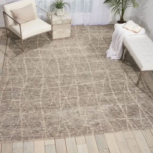 Nourison ellora ell02 sand Beige Living Room Geometric Rug.