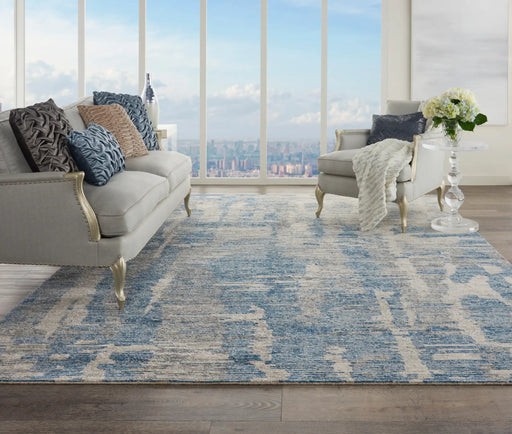 Nourison ellora ell01 blue Blue Living Room Geometric Rug.